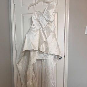 Fashion Nova High-Low White Satin Dress